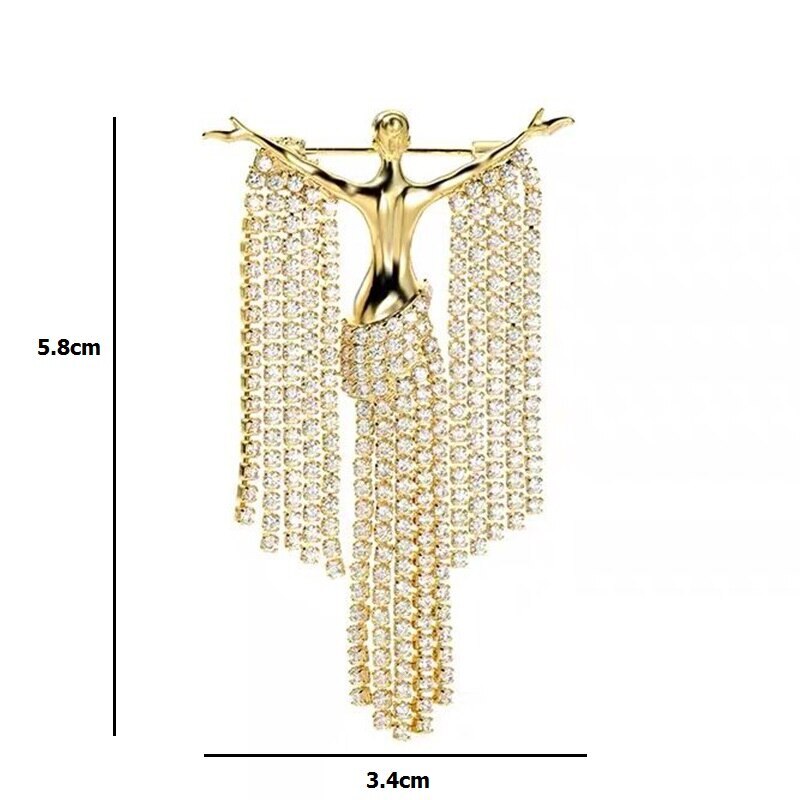 Rhinstone Ladies Doll Brooch Alloy Beauty tassel Girl Women Men Jewelry Gift