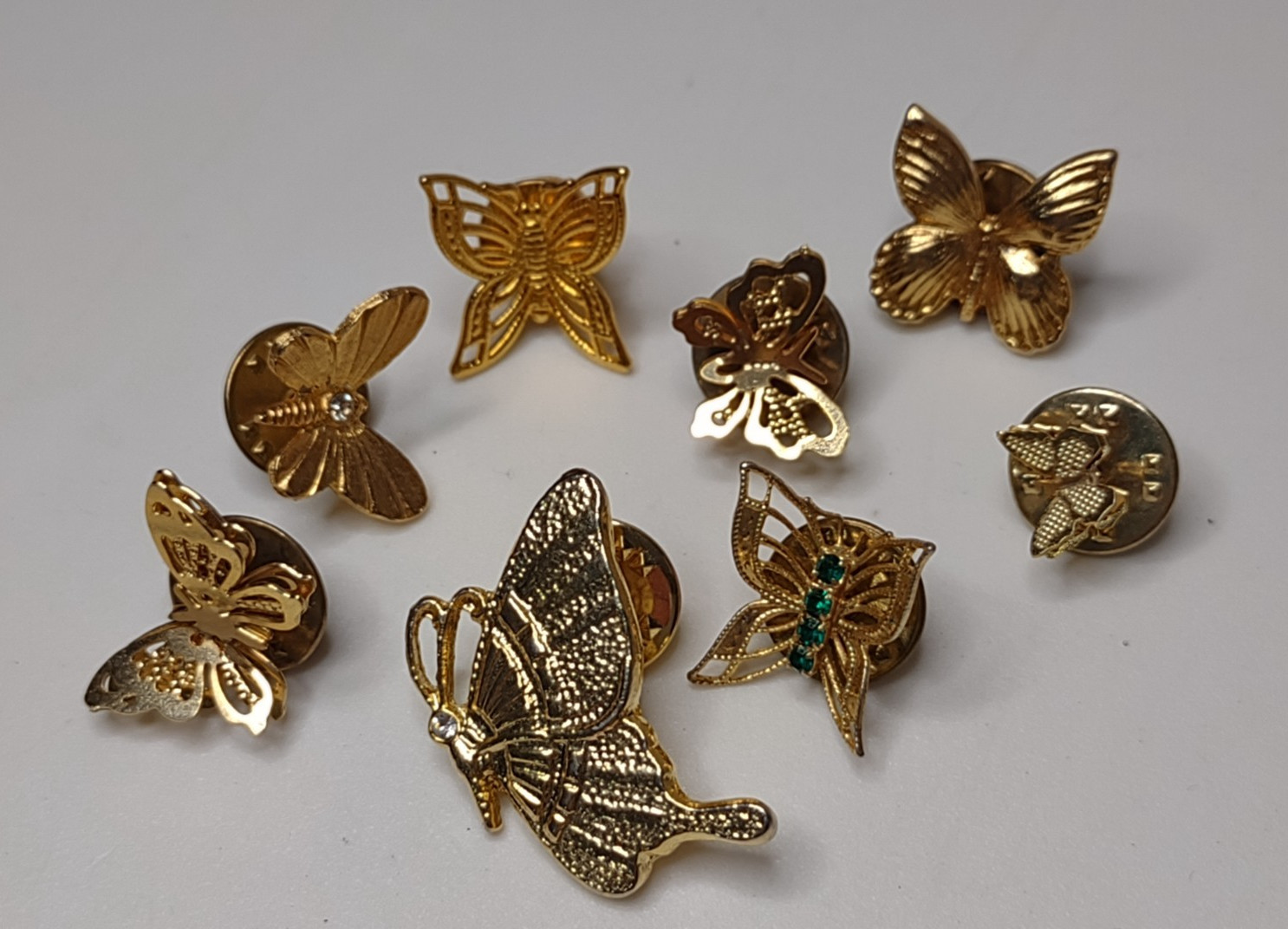 Lot Of 8 Gold Tone Butterfly Pins 8 Pc Butterfly Pin Lot