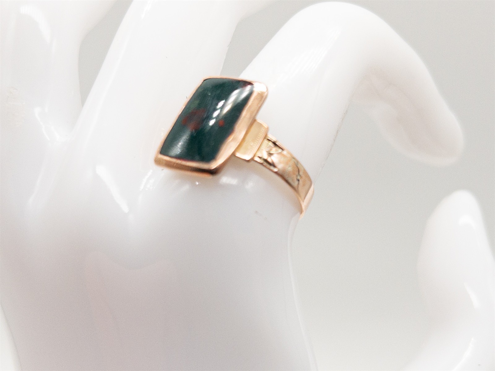 Antique Victorian 1870s $1500 3ct Natural Bloodstone 14k Rose Gold Band Ring