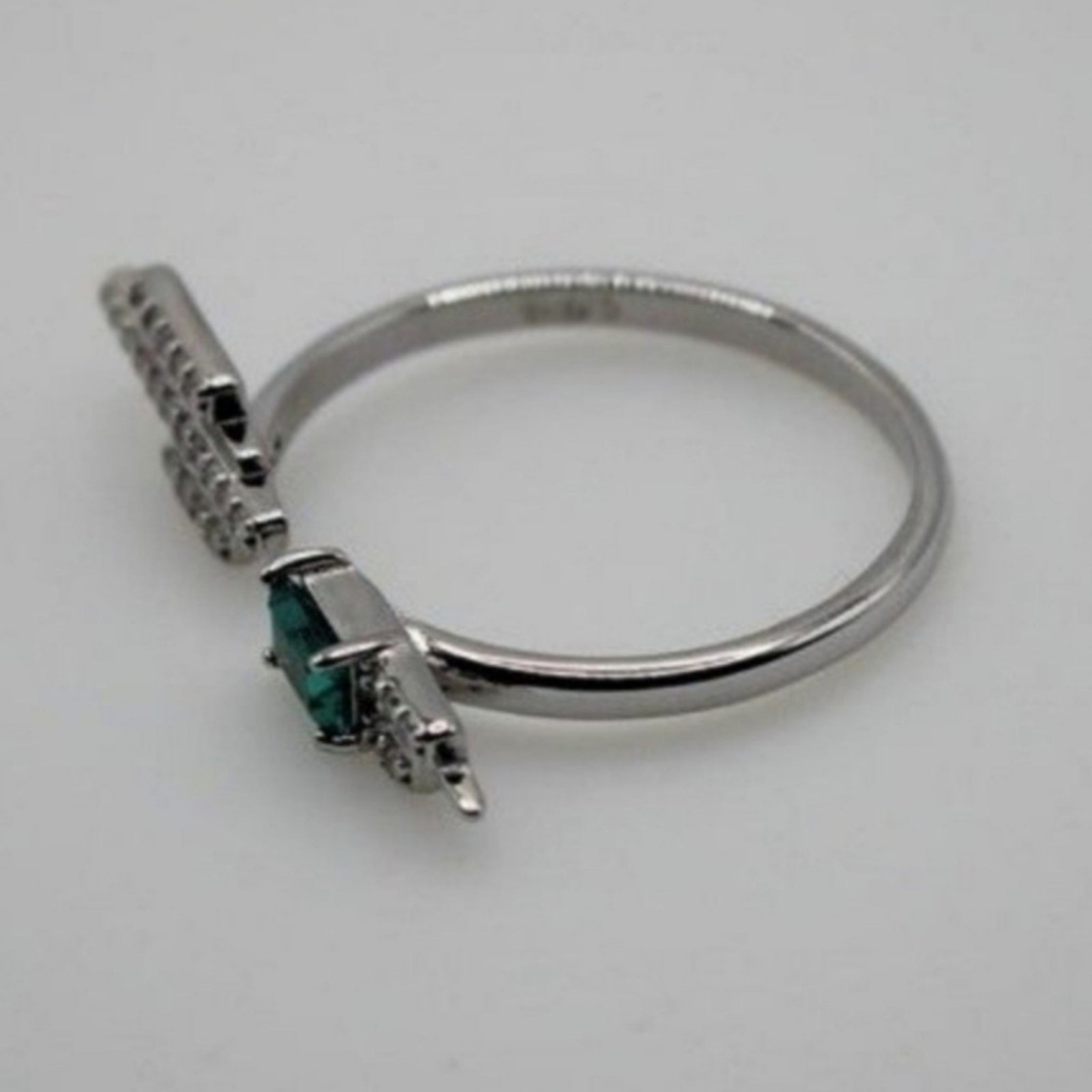 Gemstone Crystal Ring Emerald Cut Topaz Open Adjustable Cocktail Green OS NWT