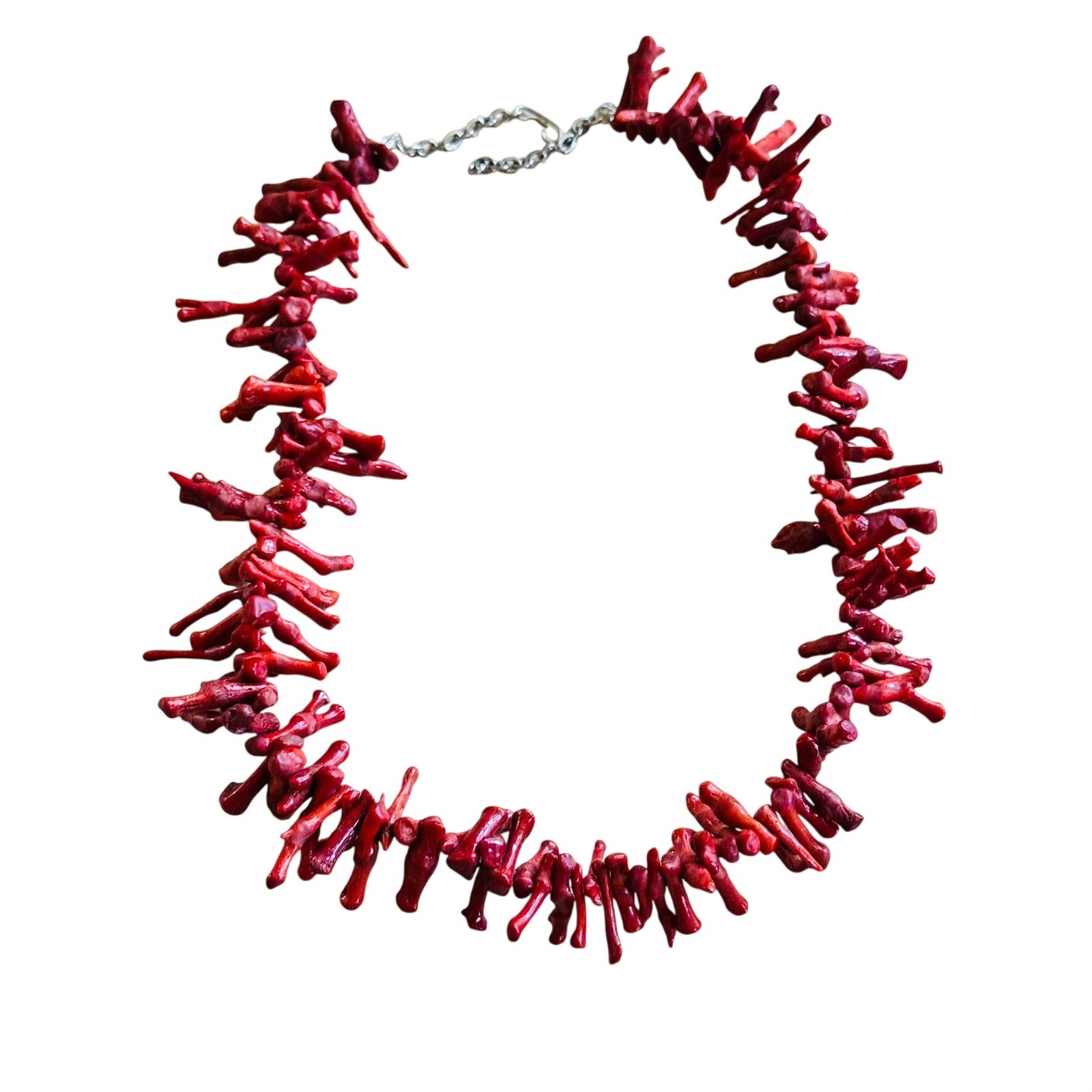 VTG Mediterranean Salmon Red Branch Coral Natural Necklace Genuine 19″ 48g Italy