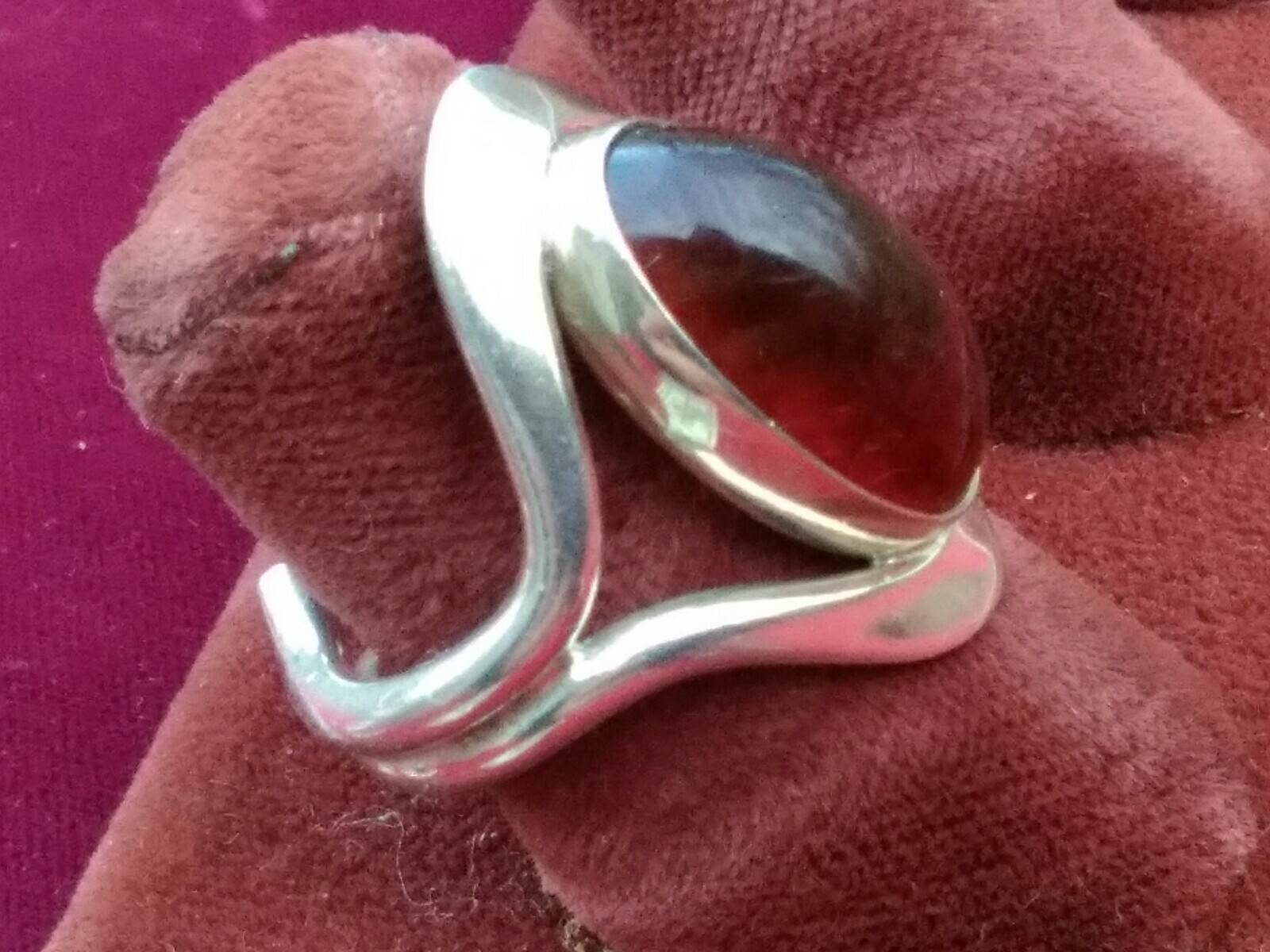 Vintage NEILS ERIK FROM 925 Sterling Modernist Amber Ring Size 6 Denmark