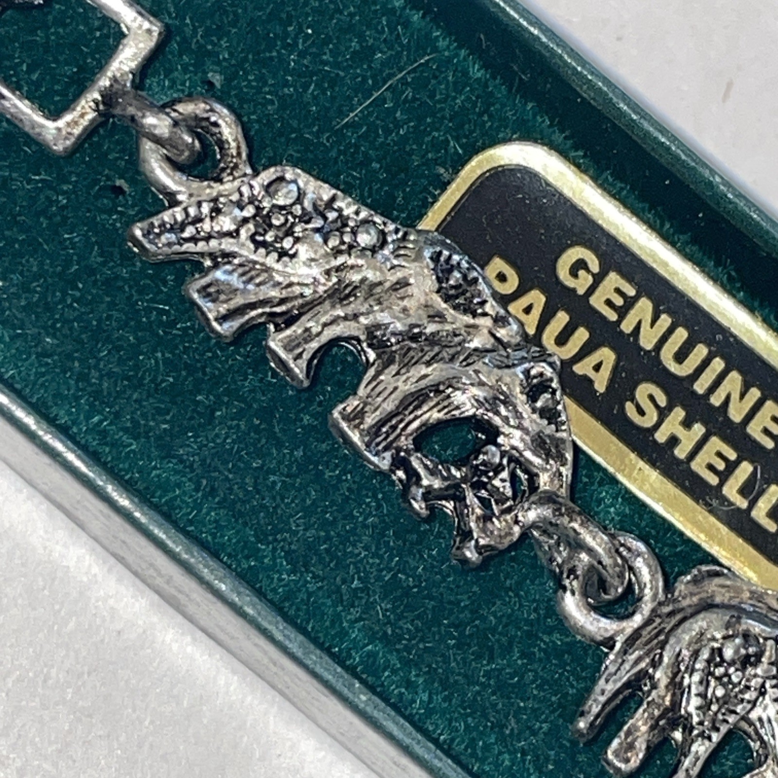 Vintage Genuine Paua Shell Bible Story Noah’s Ark 7.25″ Bracelet Sterling Silver