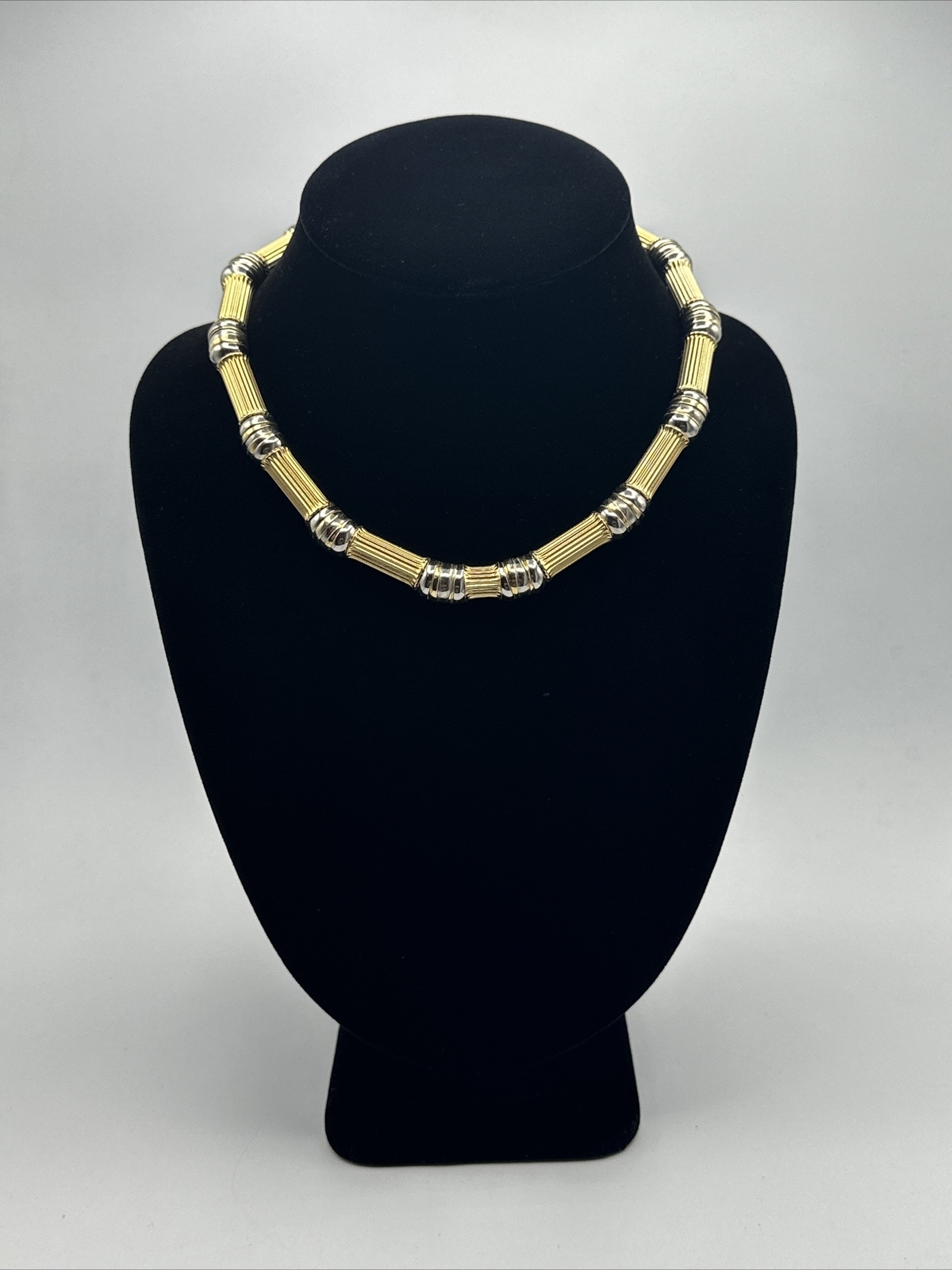 Vintage Gay Boyer Choker Necklace Gold And Silver Beaded #376