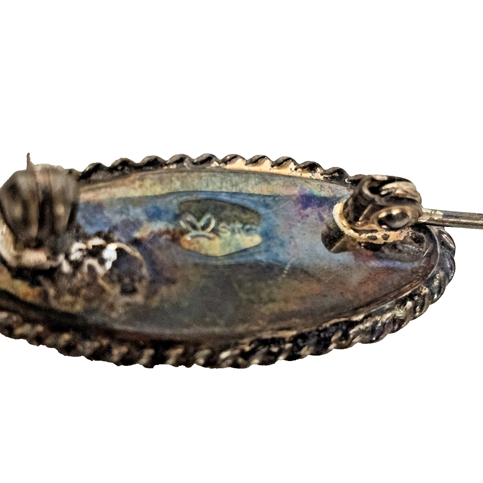 VTG Ariki Ataahua Sterling Silver Paua Abalone Brooch New Zealand Bee Symbol