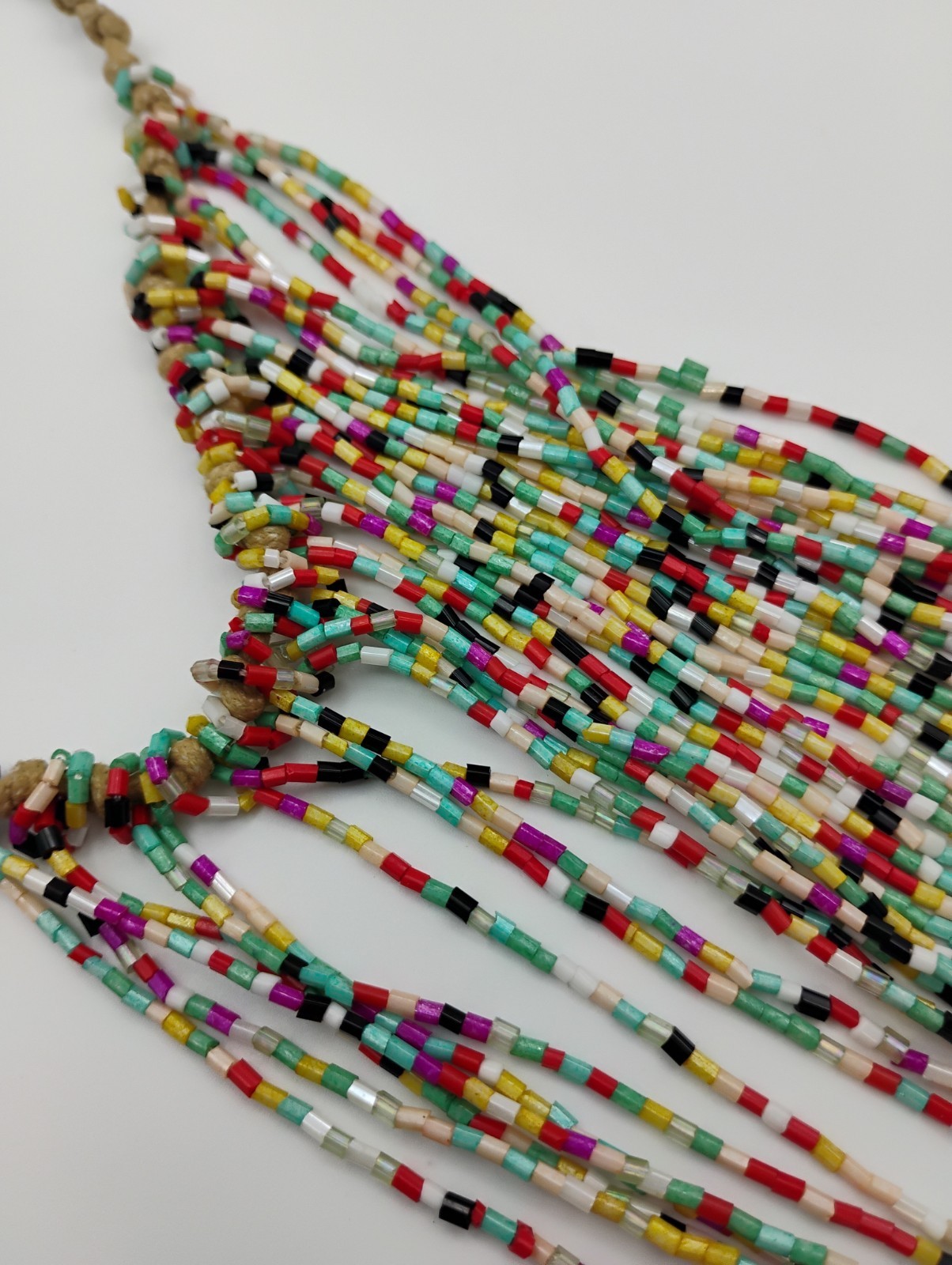 Vintage Bead Fringe Choker Bib Necklace Waterfall Multi Strand