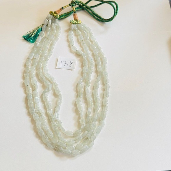 Green Beryl Necklace VtG Genuine Beaded multi strand Natural nugget beads 36″