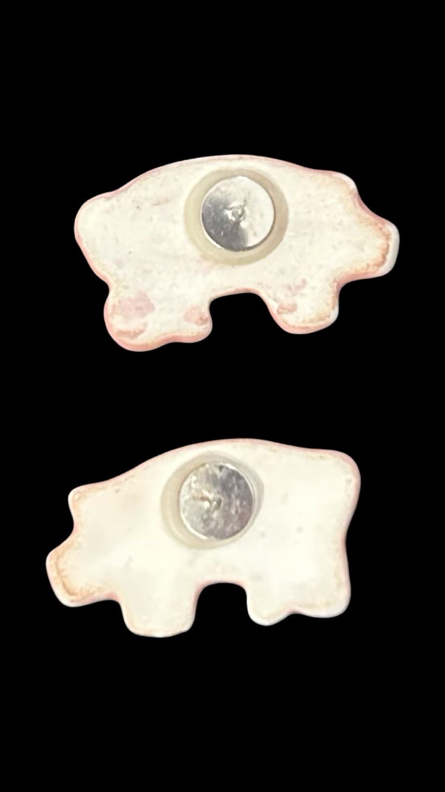 Vintage Hand-Painted Ceramic Pig Earrings – Studs, 1980s–1990s Cute Retro Style