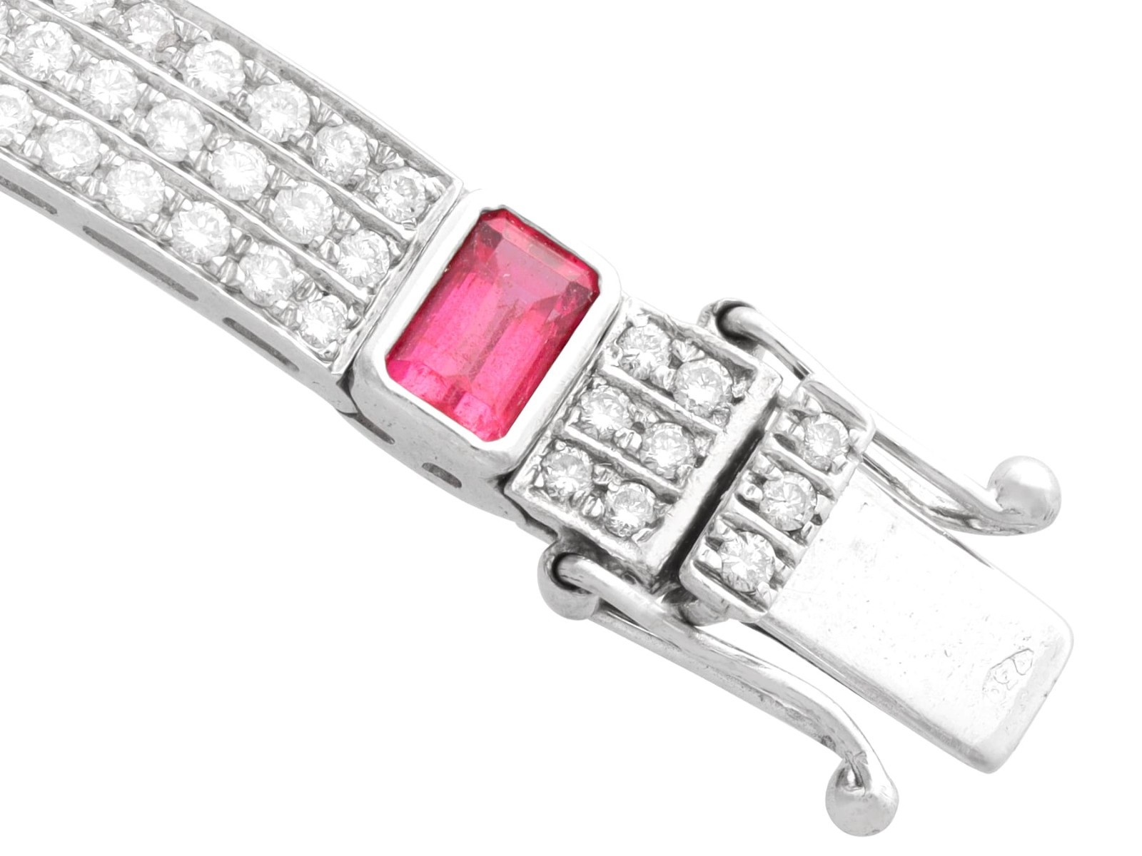 7.80Ct Pink Tourmaline and 6.72Ct Diamond 18k White Gold Bracelet Circa 1990