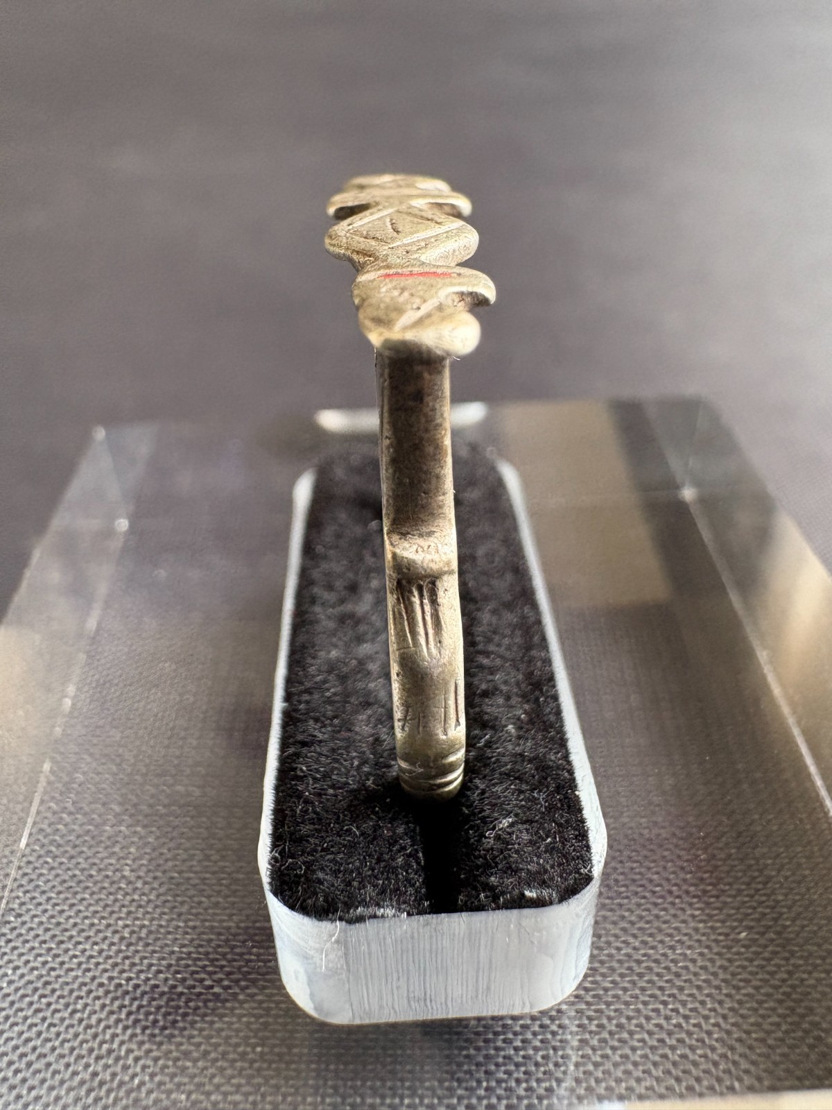 Vintage Silver Tuareg Ring Hand Engraved Design Tribal Ring Flat Top Size 7.5 US