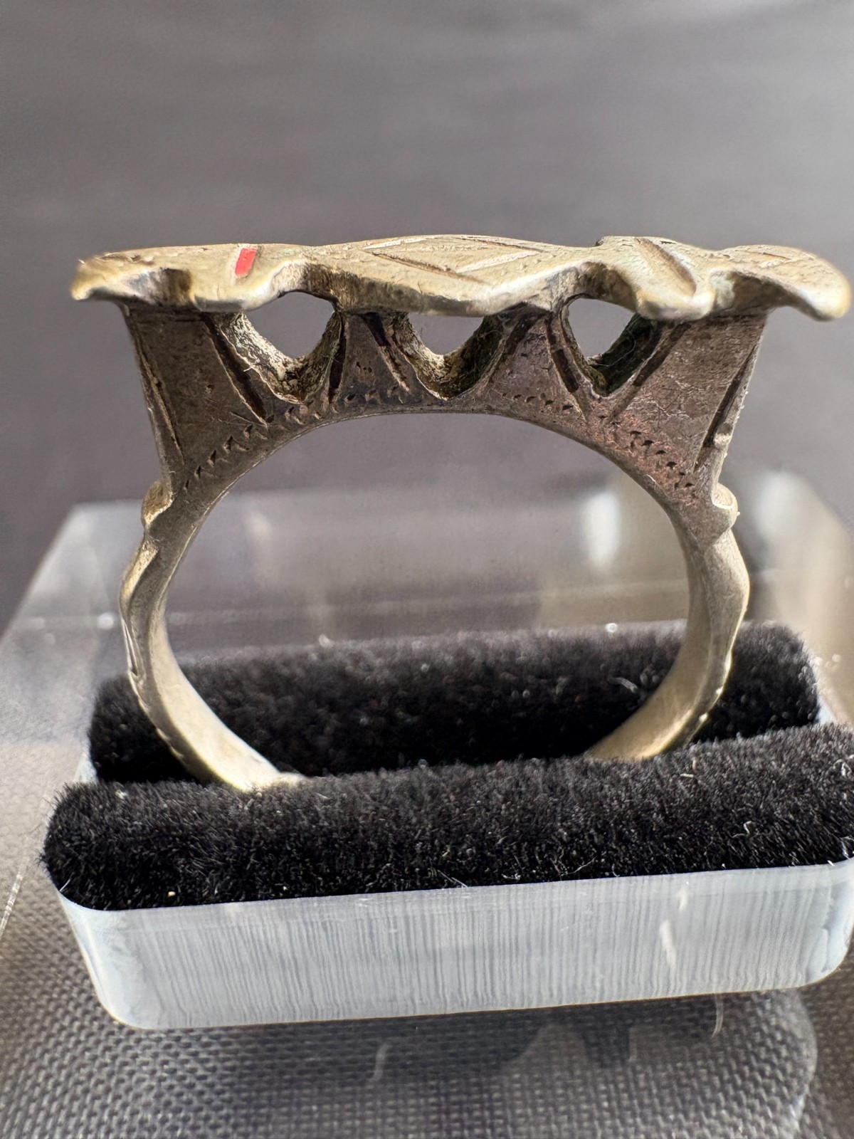 Vintage Silver Tuareg Ring Hand Engraved Design Tribal Ring Flat Top Size 7.5 US