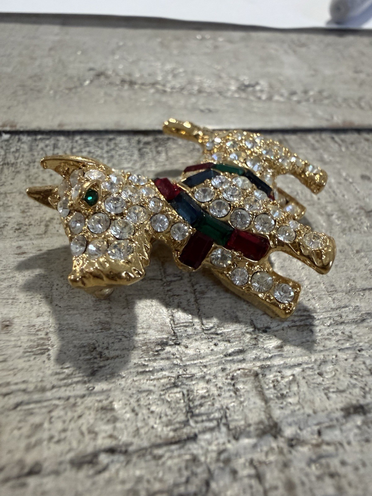 Vtg Kenneth Jay Lane KJL Brooch Scottish Terrier Dog With Rhinestones Signed