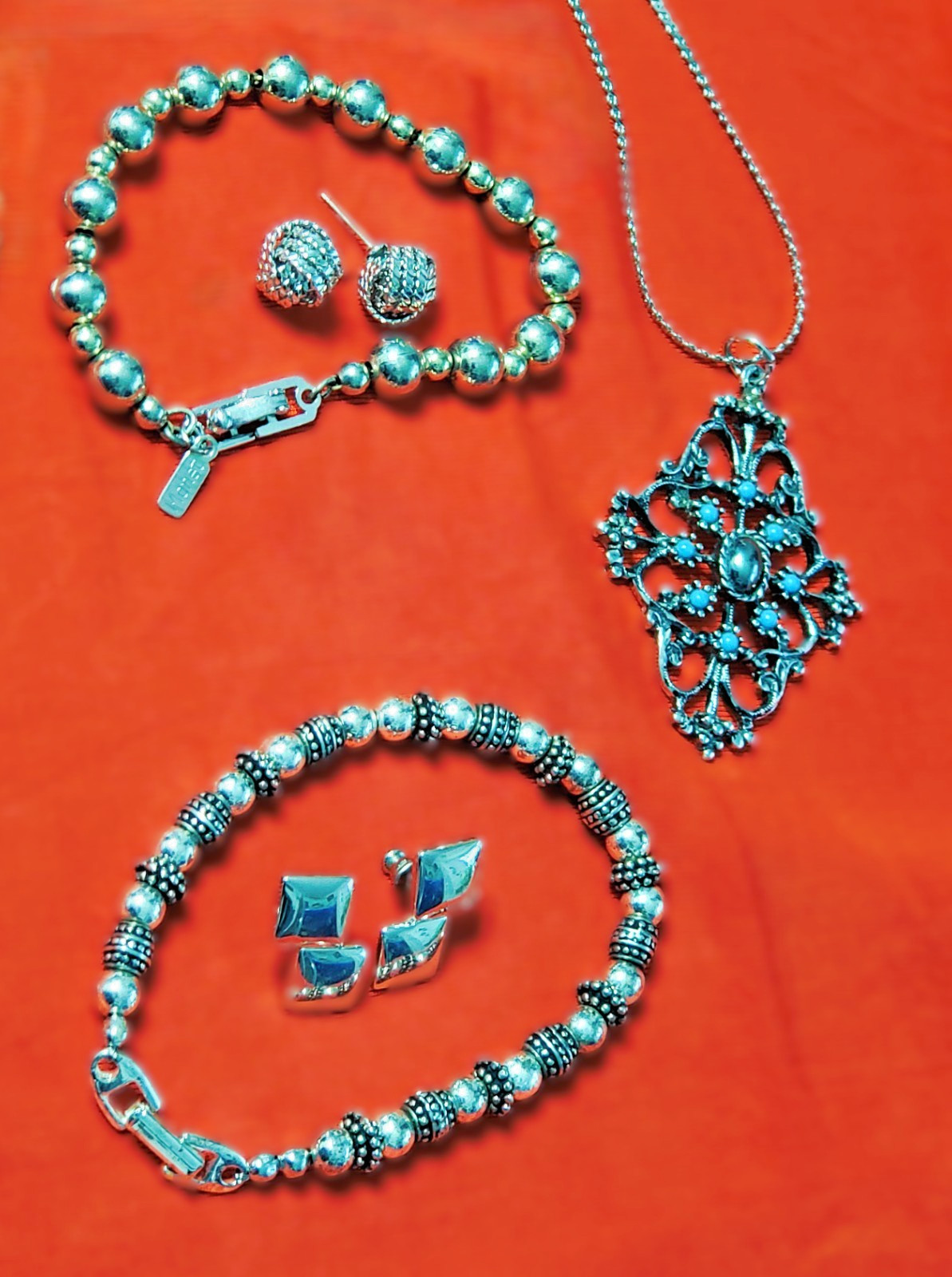 Mixed Lot 5 Pieces*Monet*Avon*Napier*Faux Turquoise Neck 2 Bracelets 2 set ER
