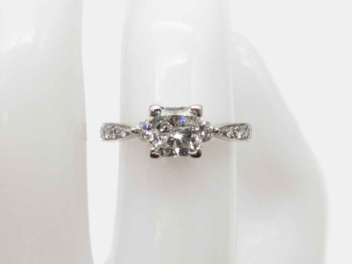 Signed COAST 1.53ct SI H Princess Cut Diamond Platinum Wedding Ring