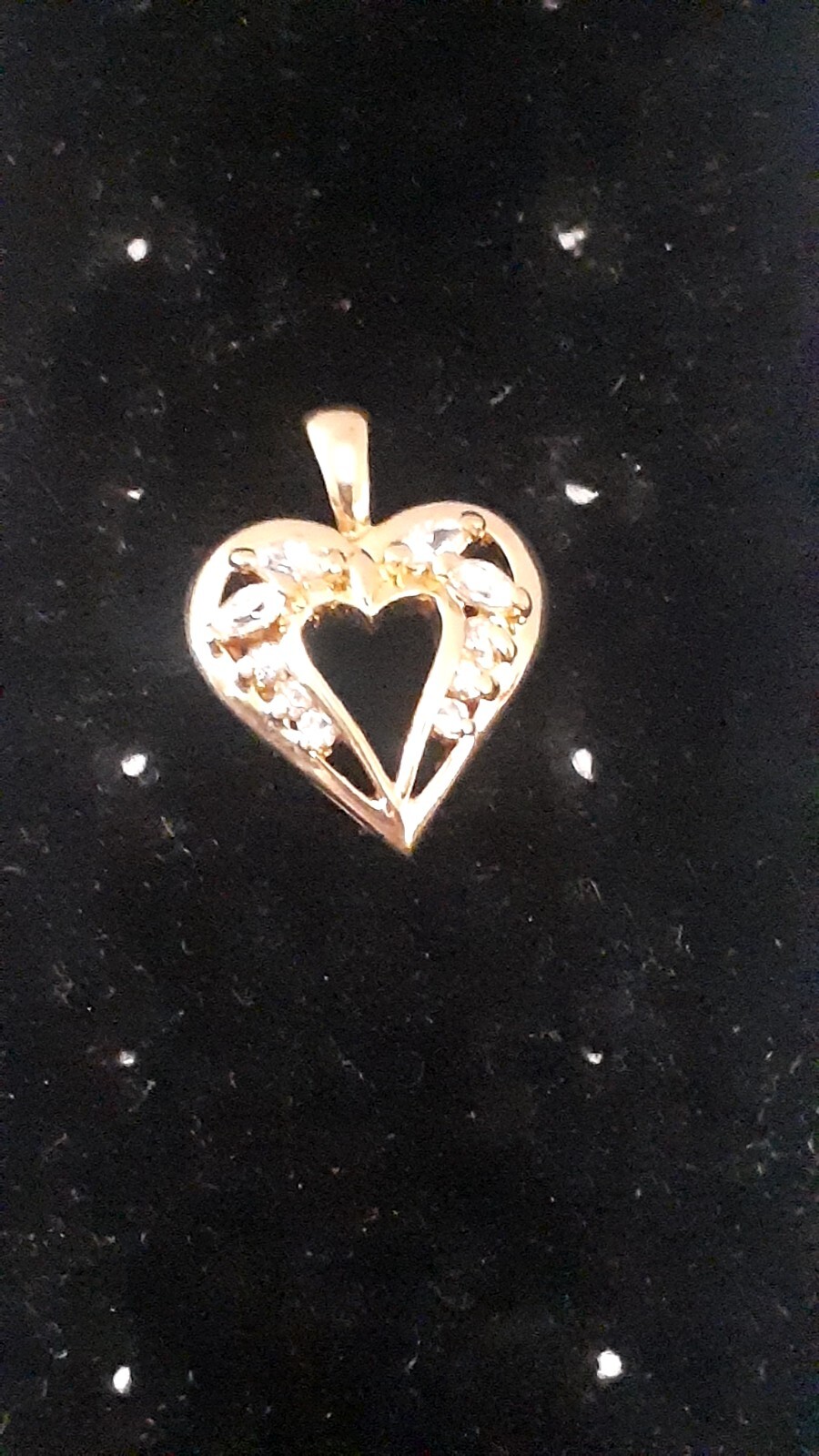 Round & Marquise cut Clear Stone gold Tone Heart pendant