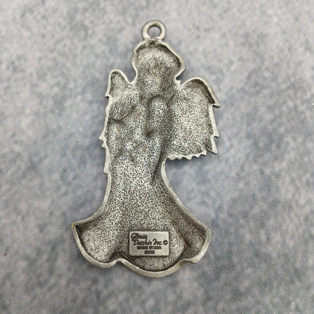 Gloria Duchin Pewter Angel Charm Or Ornament “Give Thanks” Made In USA 2006