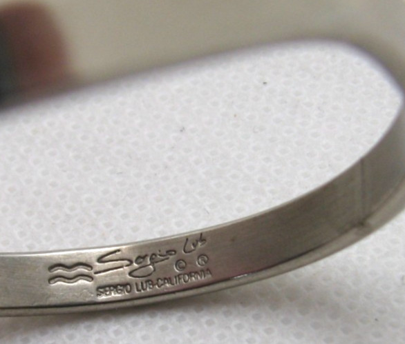 Vintage Sergio Lub Magnetic Bracelet Silver Tone Wave Design Size Small