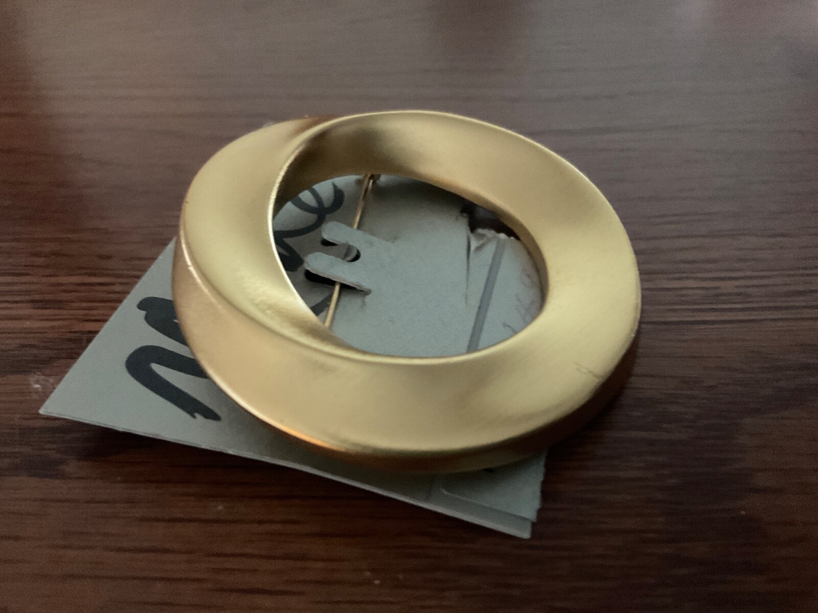 80’s Vintage Signed Abstract MONET Gold tone Circle Swirl retro Brooch modernist
