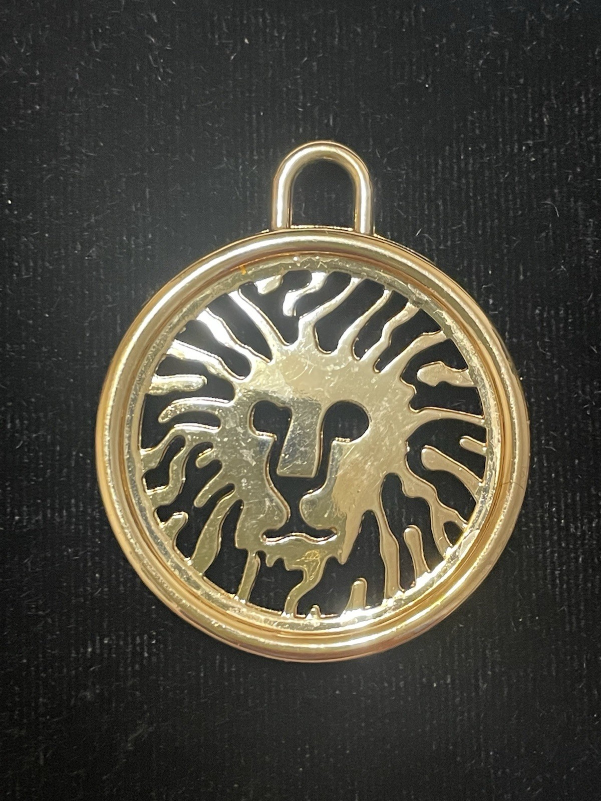 Anne Klein Vintage Lion Head Pendant Gold Tone Purse Keychain