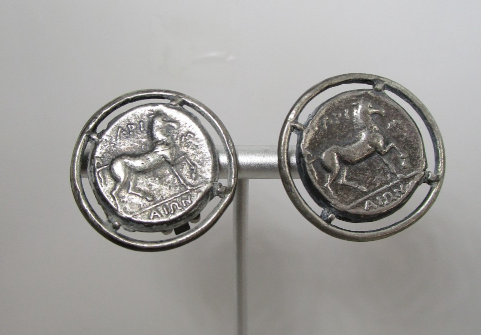Vintage Alva Studio Horse Museum Replica Silver Tone Clip Earring