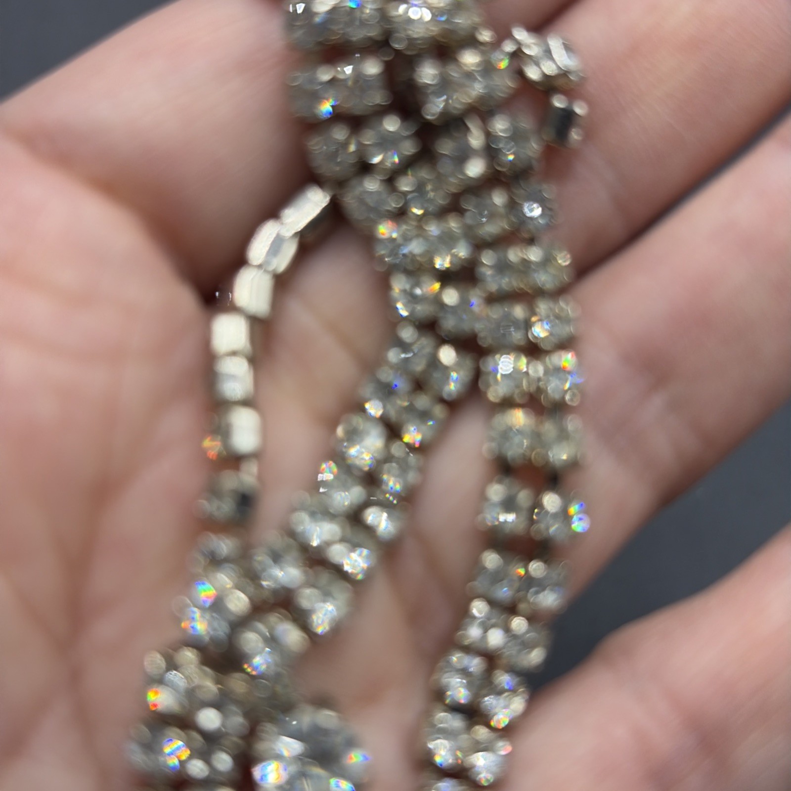 Vtg Estate AB Rhinestone Necklace & Earrings Jewelry Set Designer Quality Prong