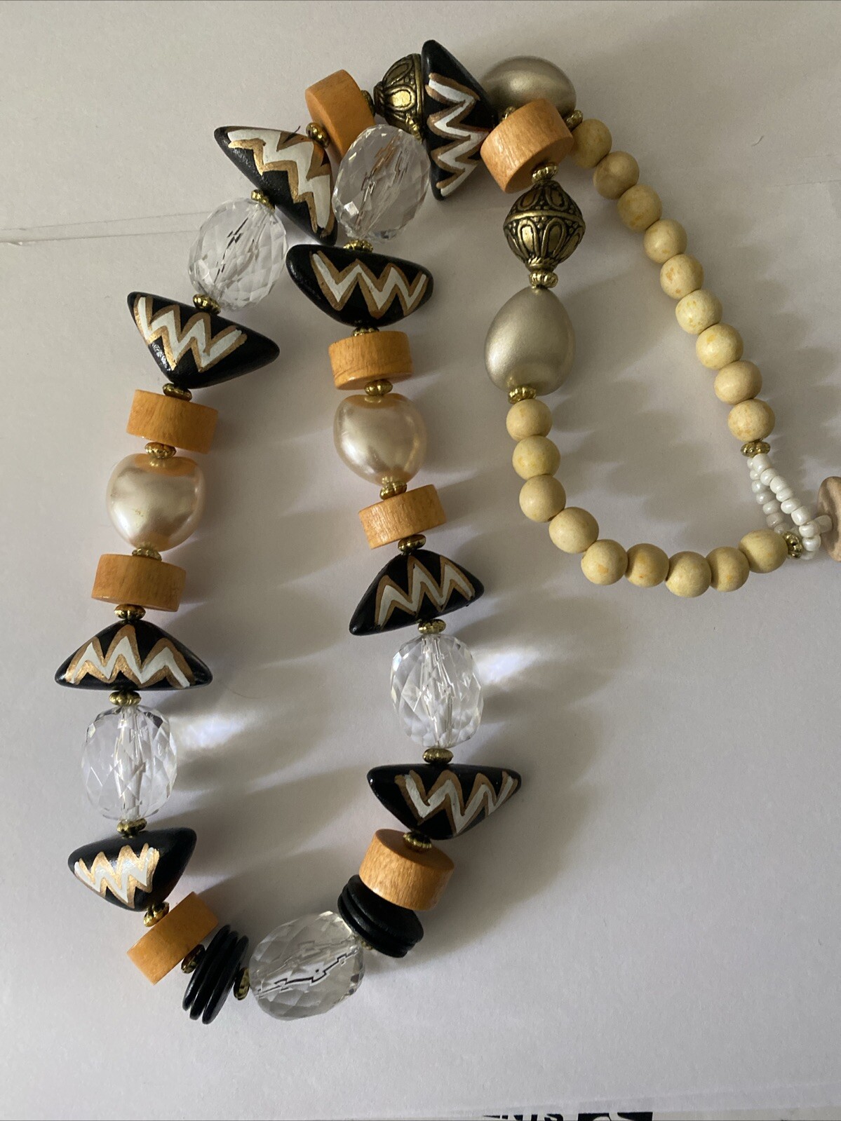 Vintage Statement Necklace Wood And Lucite