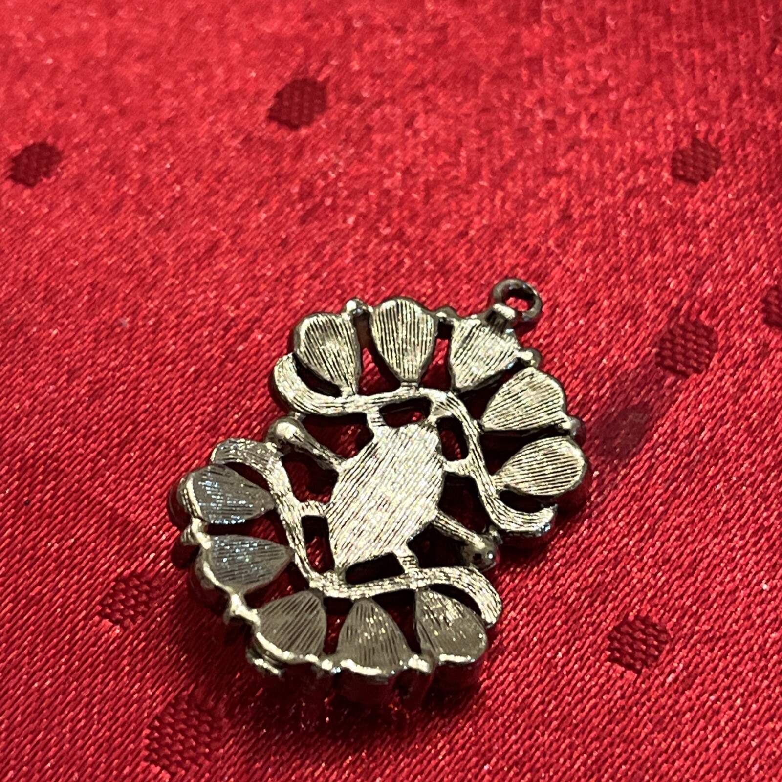 Silver Tone Turquoise Color Inlay Pendant Vintage