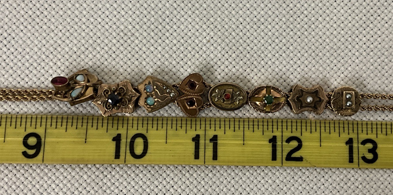Fabulous Antique 8 Slides Victorian Gold Filled Watch Chain Necklace