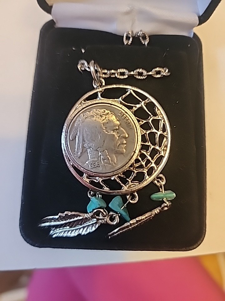 Vintage American Historic Society 1936 Buffalo Nickel Pendant Necklace COA NIB