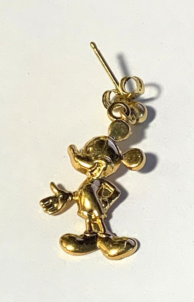 Vintage 14K Gold Filled GF Mickey Mouse Van Dell Single Post Earring / Pendant