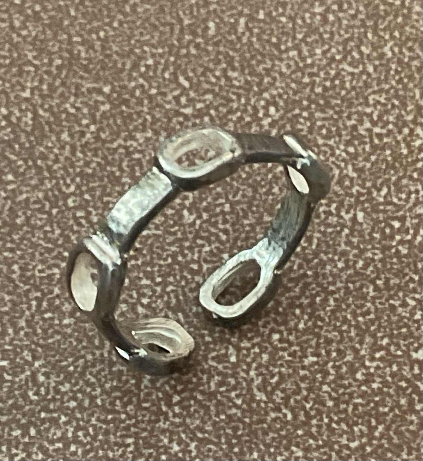 Vtg 925 Sterling Silver Ring Open Chain Link Industrial Modernist Sz 3.5 – 4.25