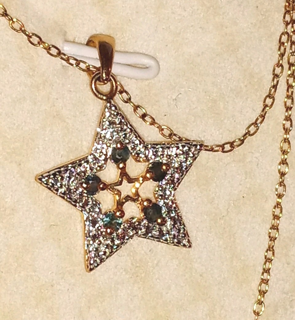 HSN blue Sapphire Vintage star necklace 925 And I Think Tiny Dia? Pics