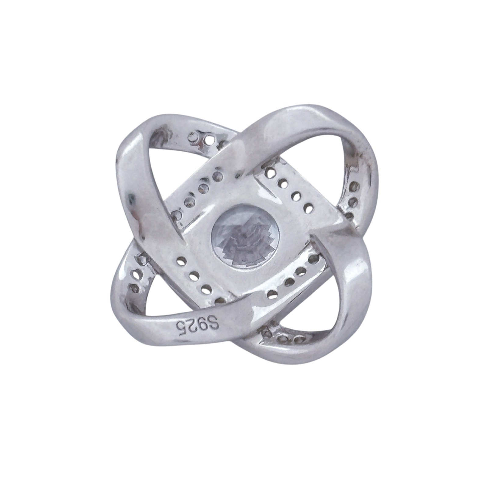 Crossover Cubic Zirconia Cushion Cut Pendant | Vintage Sterling Silver 925