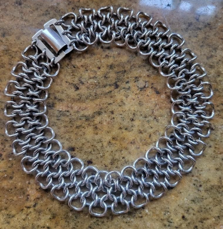 Chain Mail Style Heavy Necklace marked 925, 16.5″ in Length
