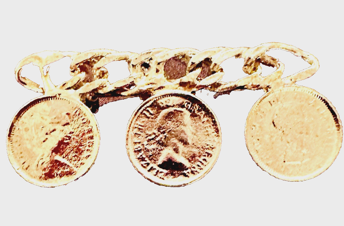 Vintage Gold Tone Faux Canada Coin Charm Brooch 1.6″ – Souvenir Collectible Pin