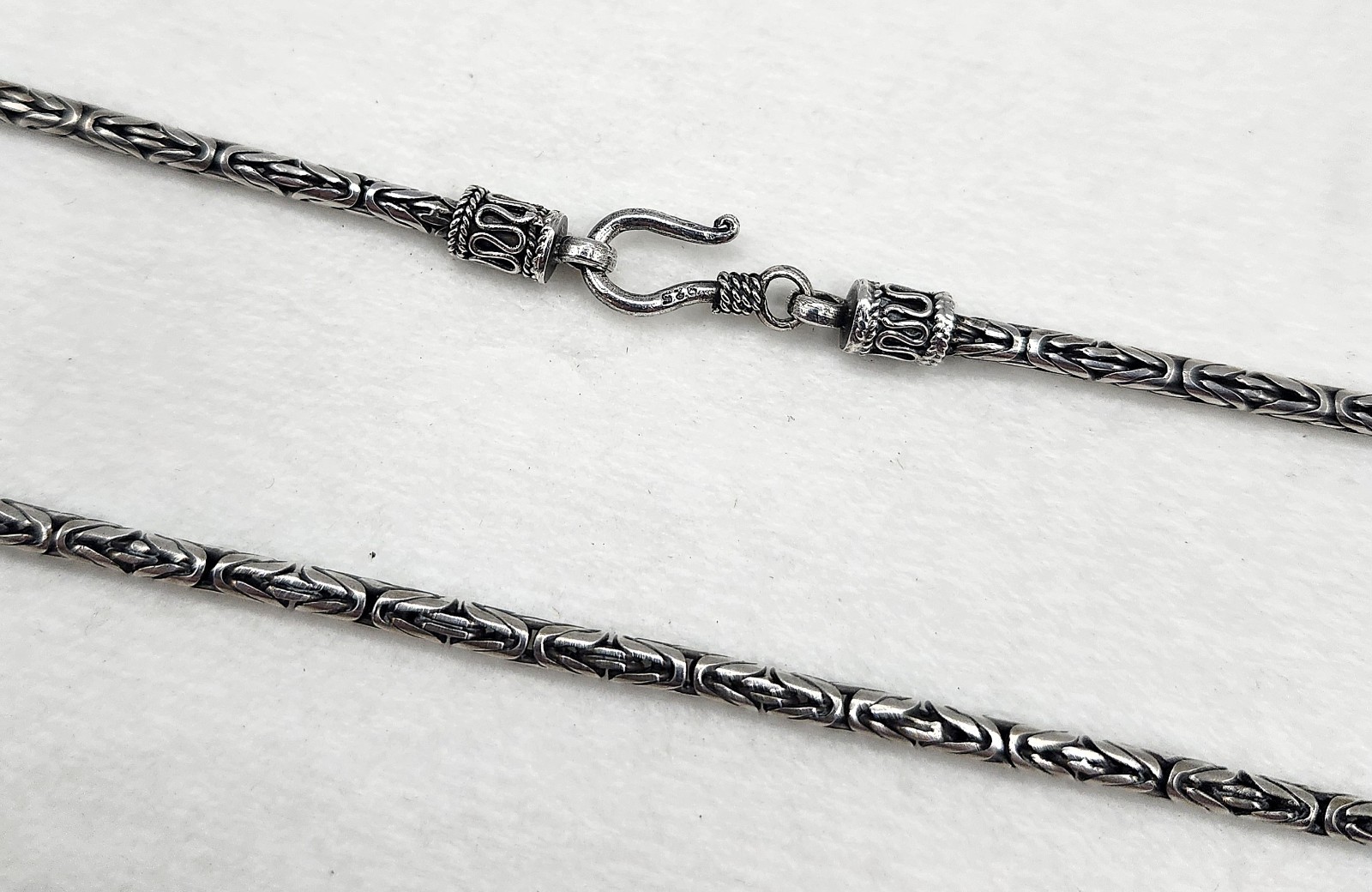 Vintage 925 Sterling Silver Round Bali Byzantine Chain Necklace 19 3/4″ Long 24g