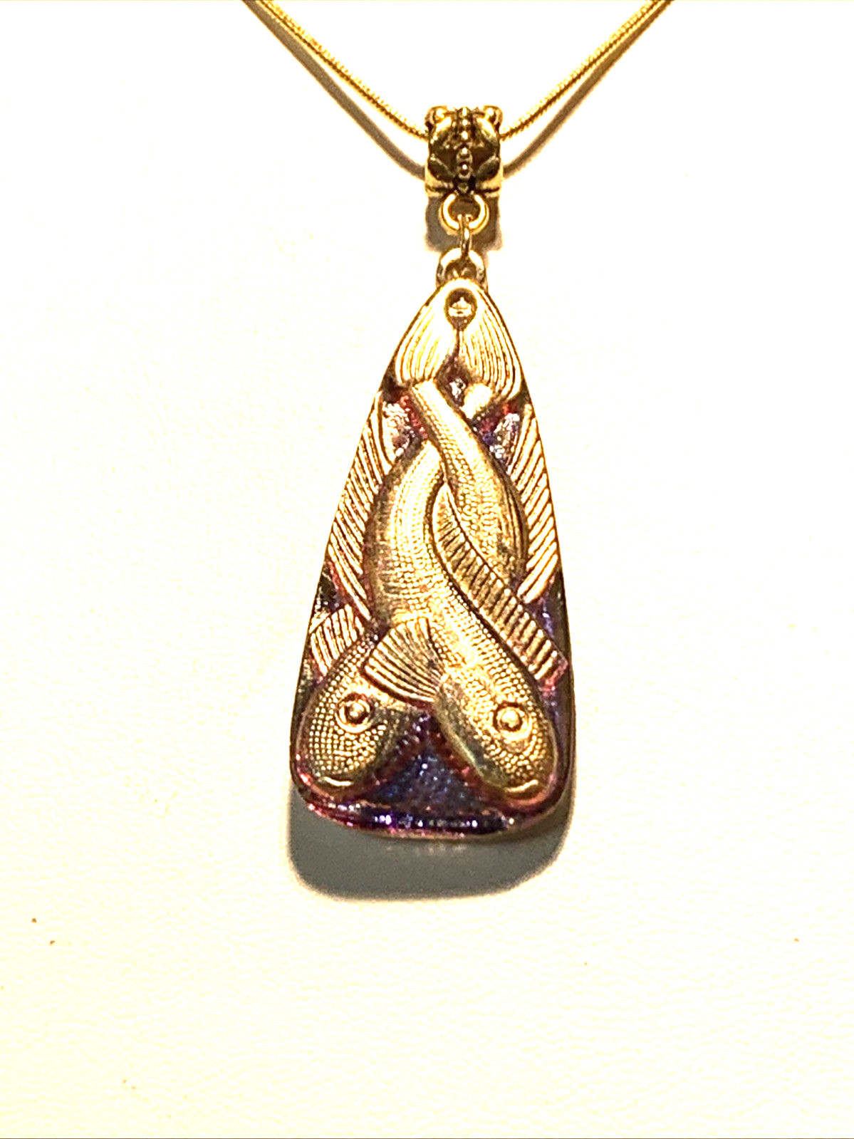 RARE-ANTIQUE EGYPT REVIVAL VIOLET/BLUE FLASH CZECH GLASS SERPENT NECKLACE.g#2NEW