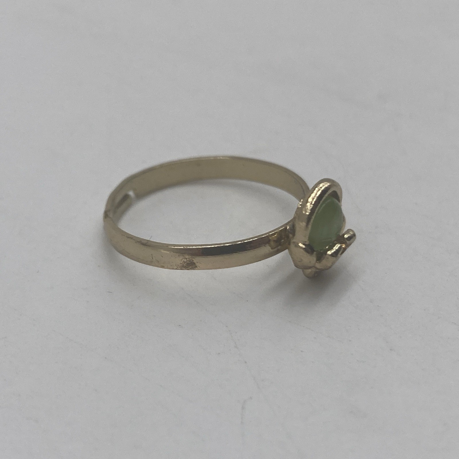Gold Tone Green Stone Ring Size 7