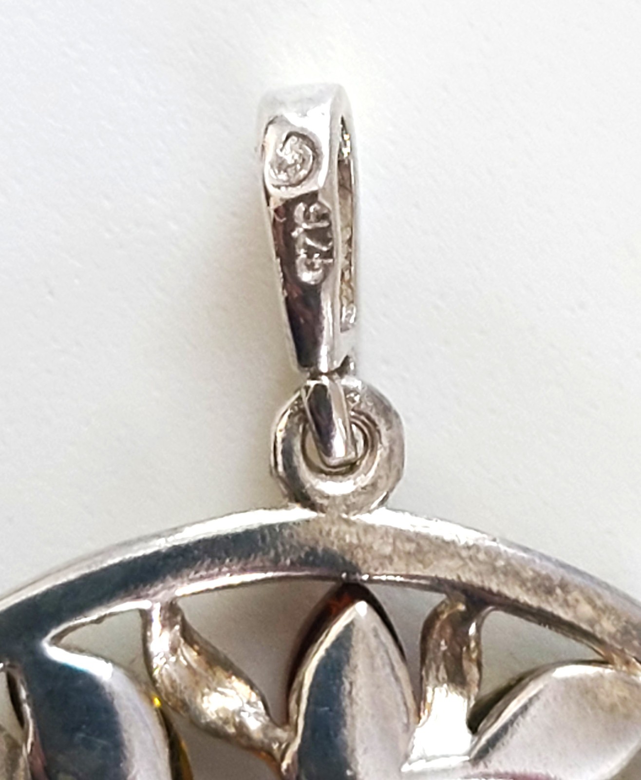 Vintage Sterling Silver Tree of Life Pendant Amber stones (no chain included)