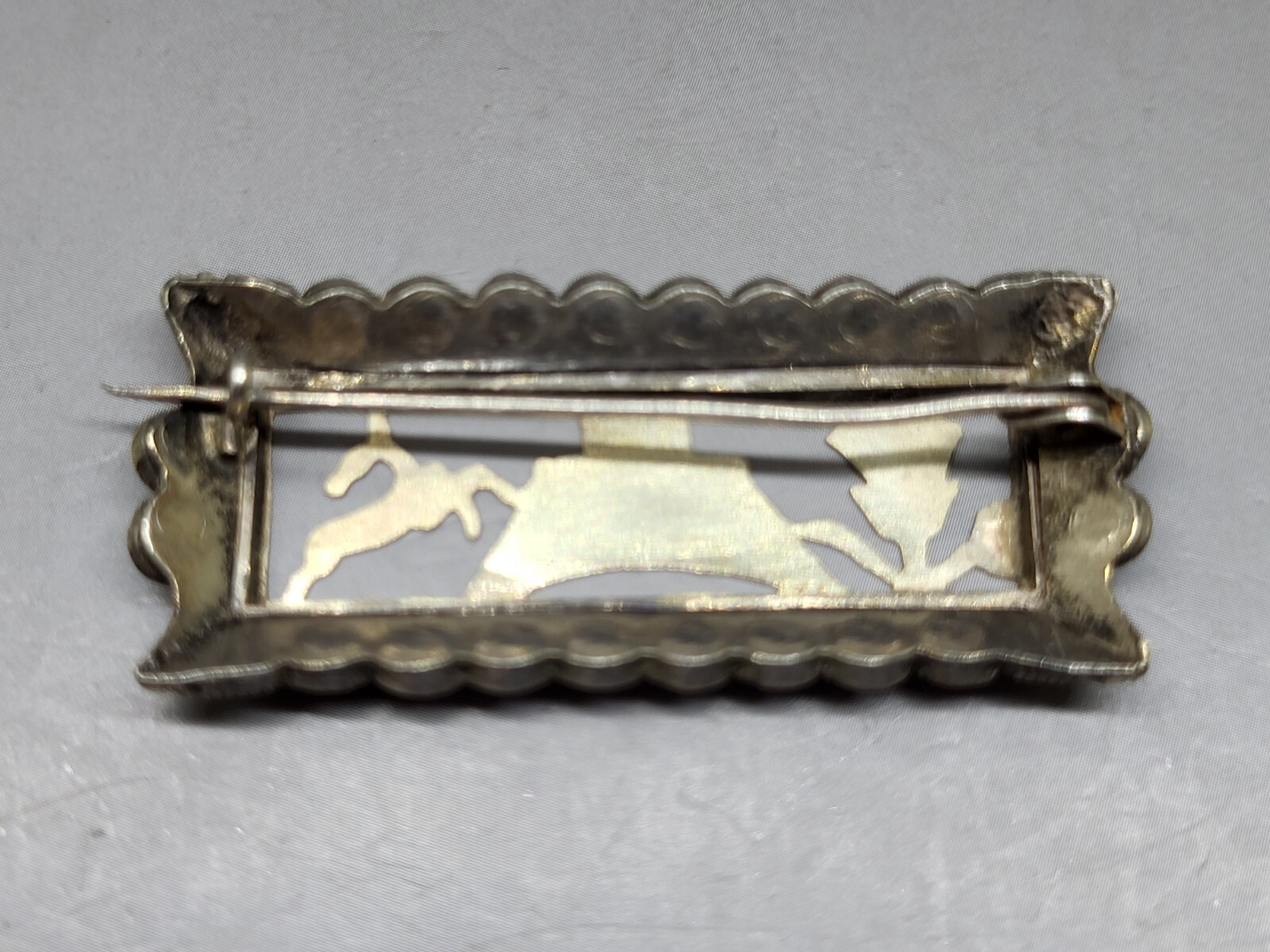 Egyptian Revival Era Marcasite 9 Karat Gold on .925 Sterling Silver Pin Brooch