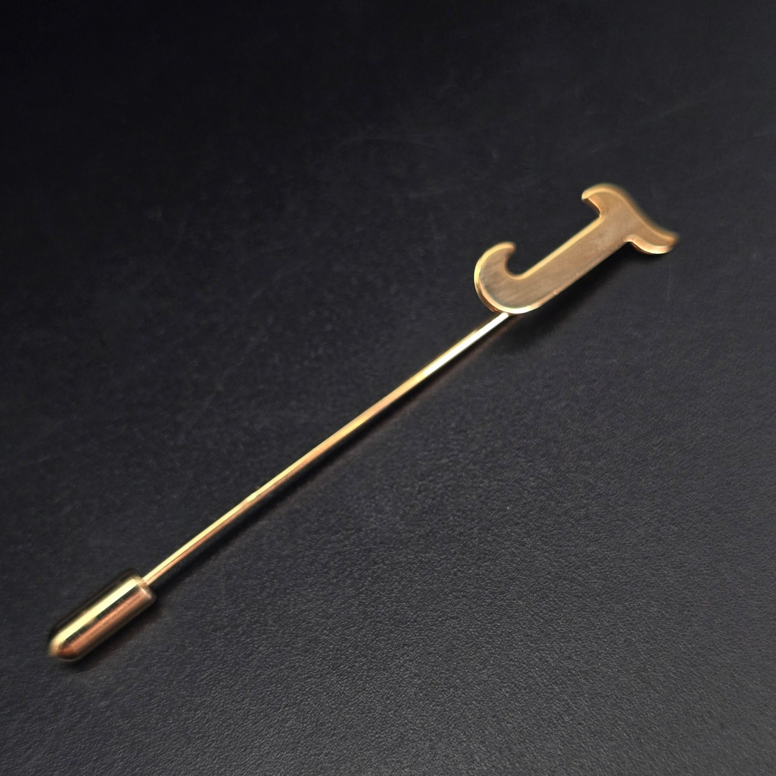 Vintage Gold Tone Letter J Initial Stick Pin Timeless Classic New Old Stock