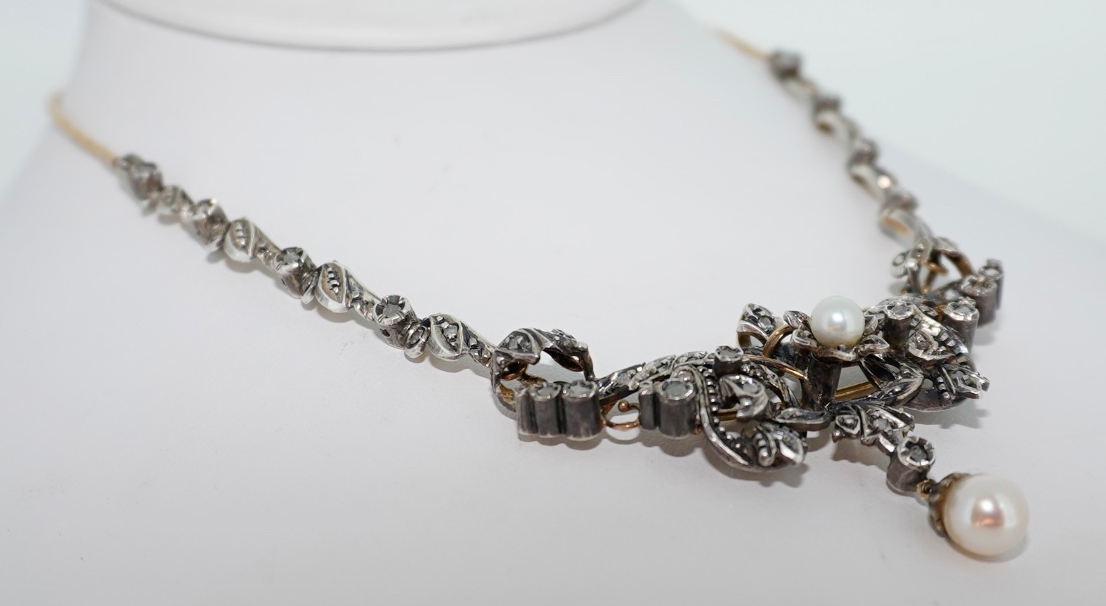 Convertible Victorian 18K & Silver Rose Cut Diamond & Pearl Brooch / Pendant / N