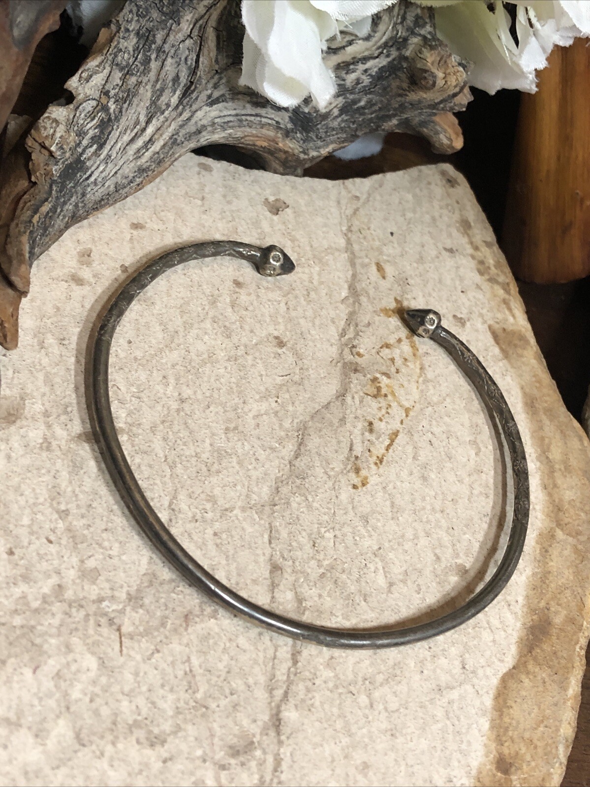 23.AC 925 Sterling JAmaica WI TRINIDAD Cocoa Pods Pointy Bulb Ends Cuff Bracelet