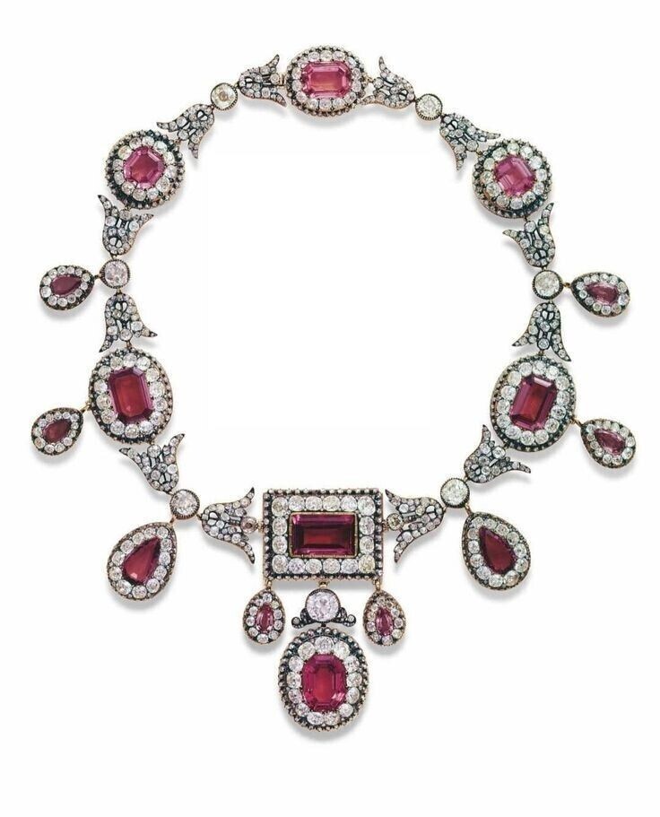Lab Created Ruby Collar Necklace 925 Sterling Silver Haritage Auction Jewellery