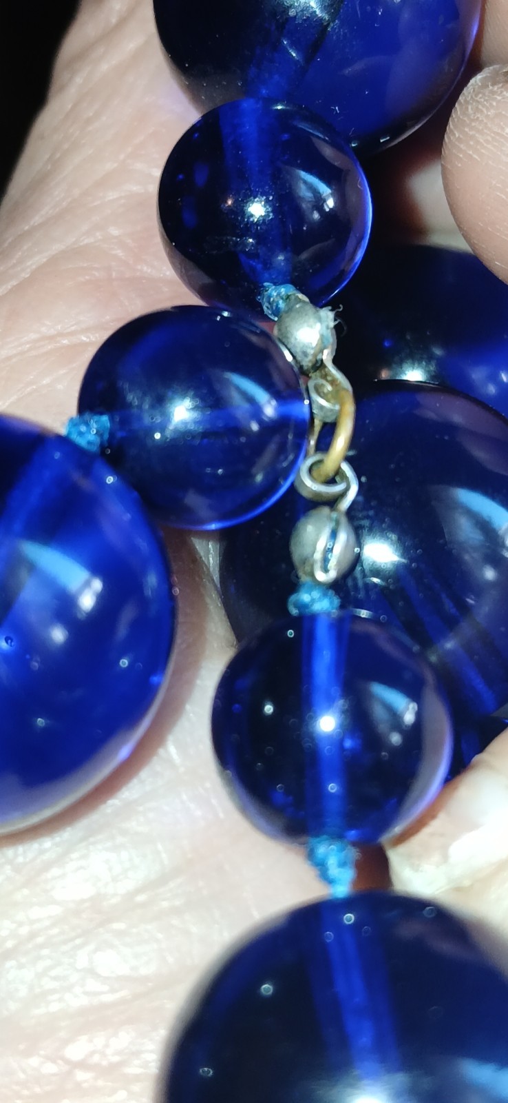 1920s 🖤 Czech COBALT Blue Art Deco Glass 🖤 STATEMENT NECKLACE Stunning
