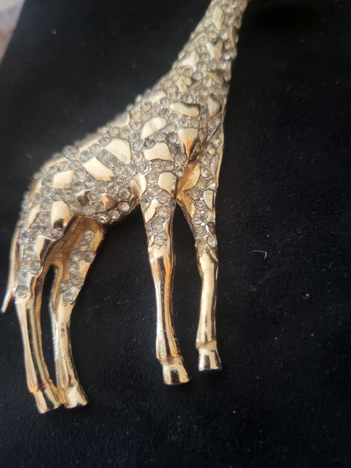Vtg Signed Coro??GIRAFFE BROOCH Gold Tone Vintage Book piece Missing 4 Stones
