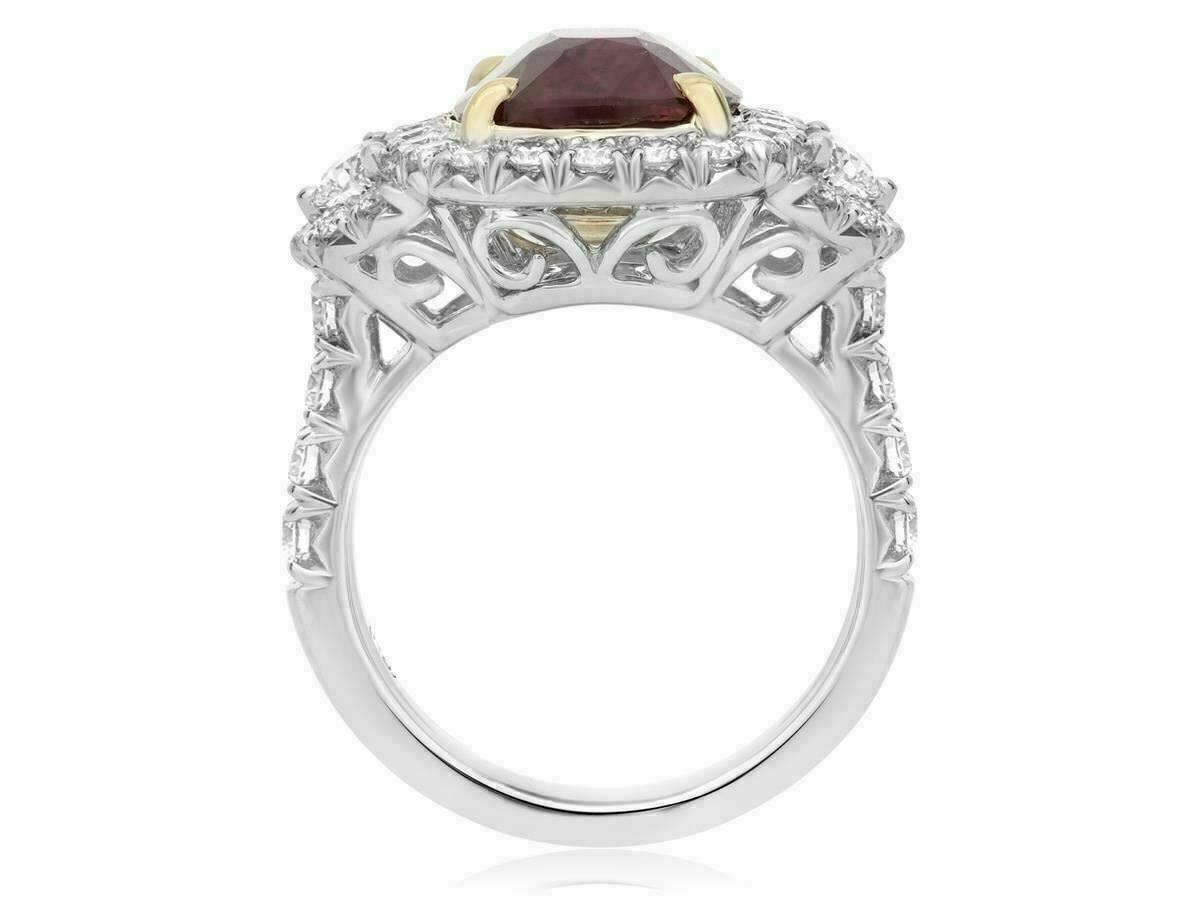 GIA CERTIFIED 9.64CT DIAMOND & AAA RUBY 18K YELLOW GOLD PLATINUM ENGAGEMENT RING