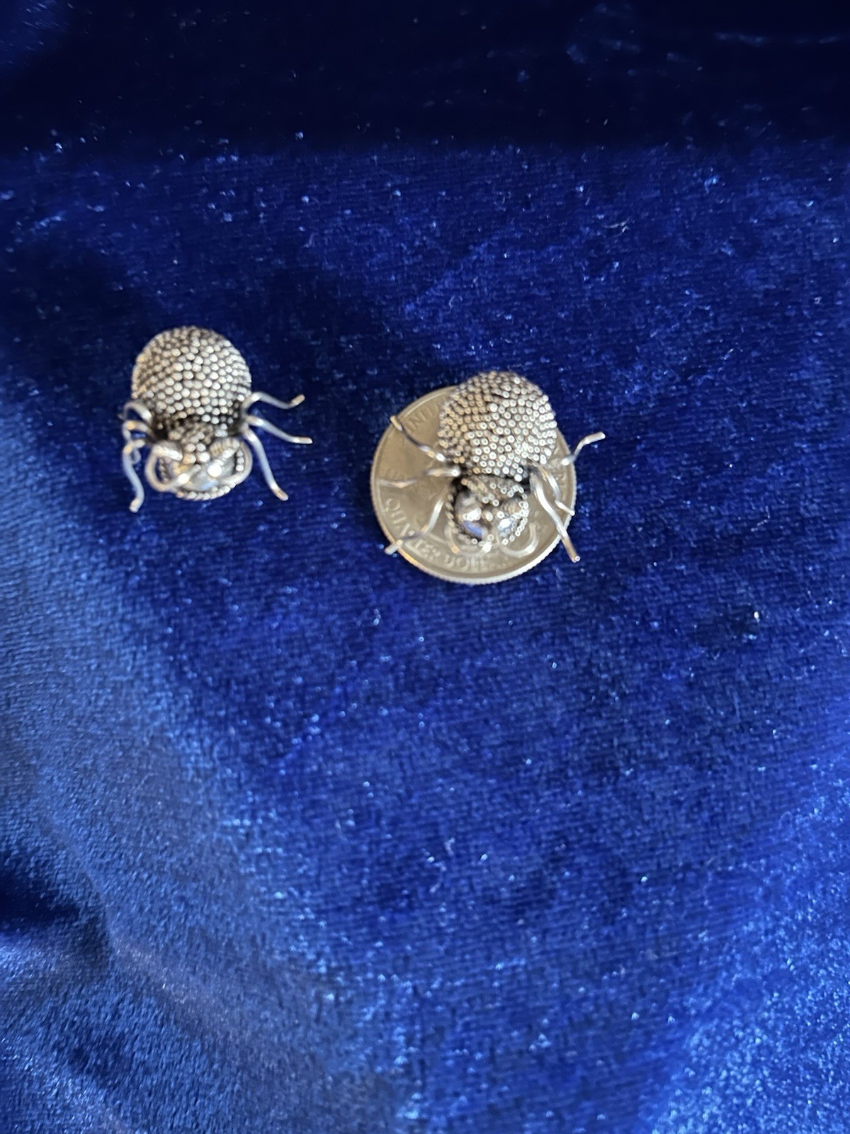 Vintage Sterling Silver Handmade Beetle Brooch/pins 2 Great Detail Nice Work