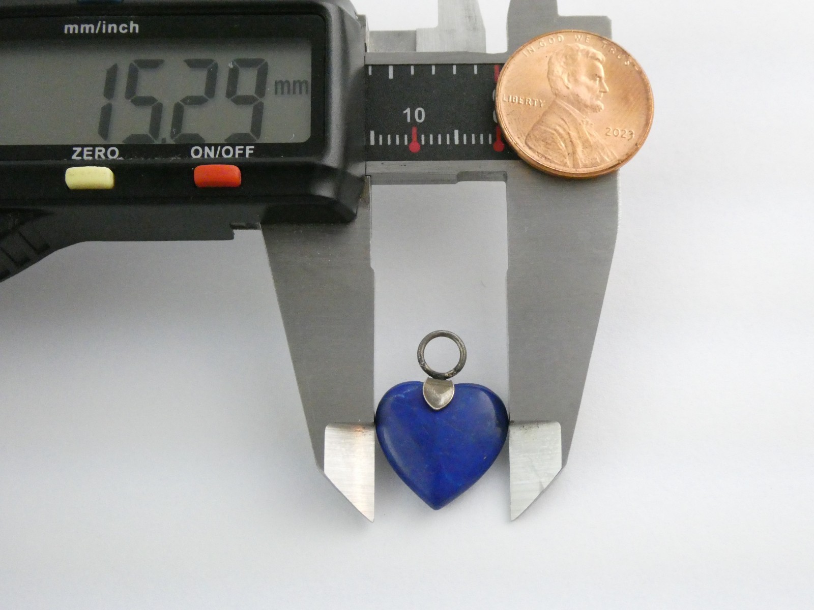 Sterling Silver Lapis Lazuli Heart Charm 1.9g NEEDS BAIL .75 Inch Length