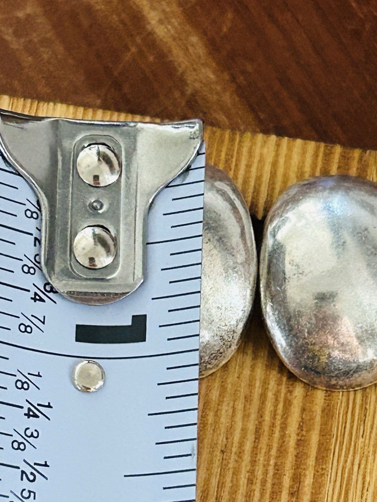 Vintage Modernist 925 Sterling Silver Oblong Puffy Dome Post Earrings 13.05 Gr.